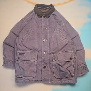 VTG Timberland M Chore Coat Workwear Barn Fits XL Weather Gear Purple Canvas 90s
